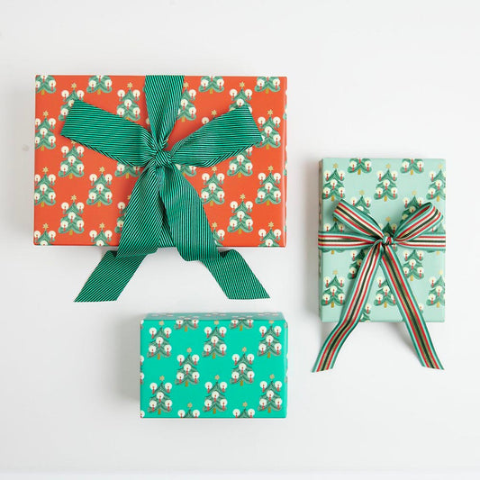 Ruban diagonales vertes : emballage cadeaux de Noël