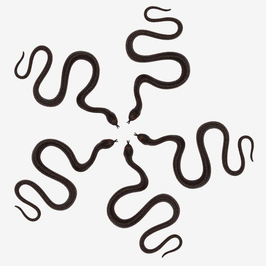 5 serpents en plastique noirs : decoration de table Halloween