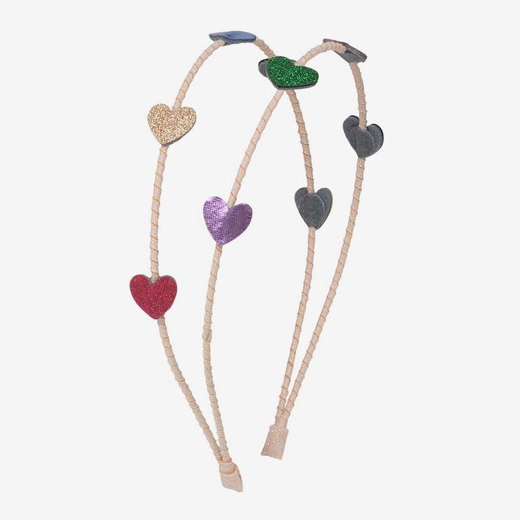 1 serre-tête coeurs colorés glitter cadeaux à glisser dans une pochette surprise