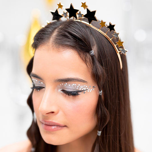 Serre tete étoiles argent et or pour soirée du Nouvel an