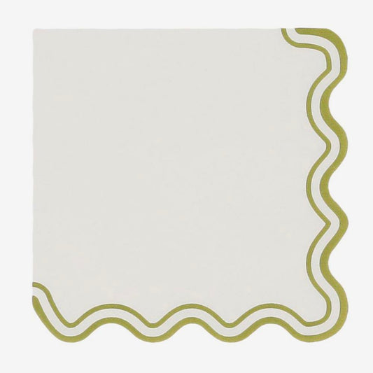 Serviettes kaki à vagues pour déco douce et naturelle