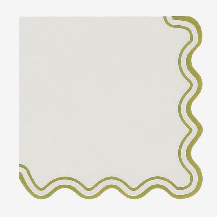 Serviettes kaki à vagues pour déco douce et naturelle