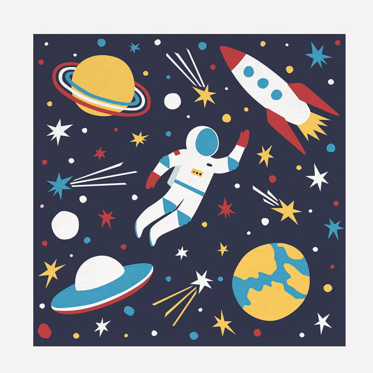 Serviettes espace pour déco anniversaire cosmique