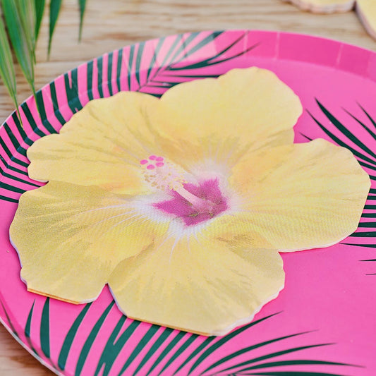 Deco anniversaire Vaiana : serviettes en papier fleur Hawai