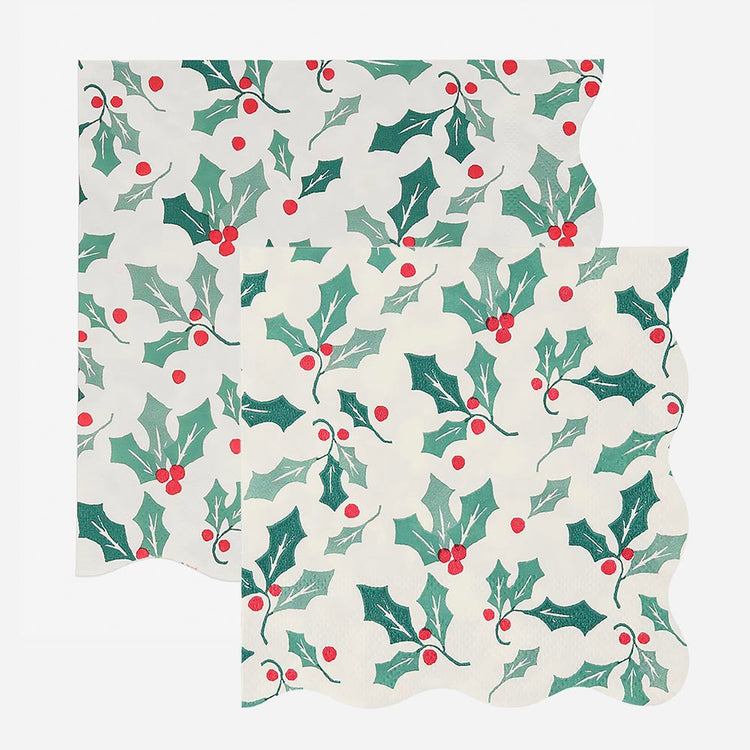 Serviettes papier houx Meri Meri pour décoration de table de noel