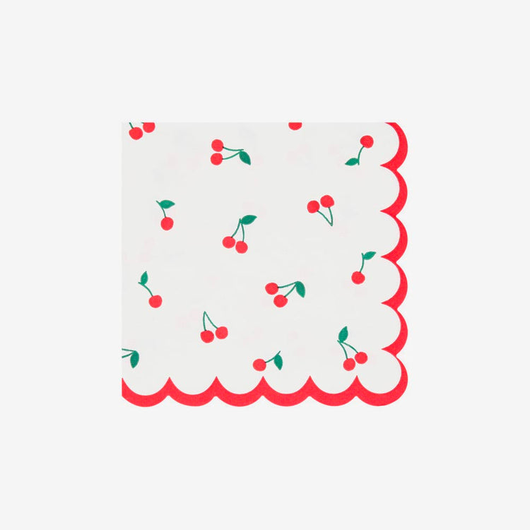 Serviettes en papier : 16 serviettes cerises - Décoration d'anniversaire festive et originale