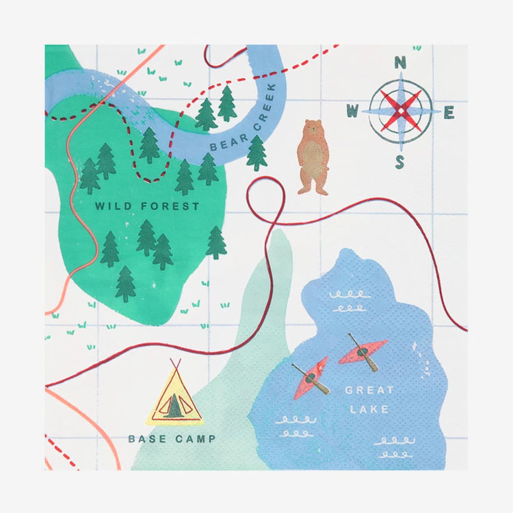 16 serviettes chasse au trésor, un indispensable pour une table de pirates