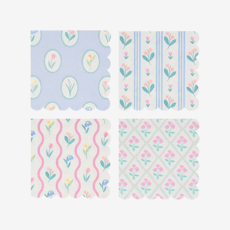 Serviettes jetables imprimé fleuri, touche bohÚme chic