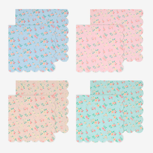 16 serviettes en papier fleurs vintage, un détail raffiné pour votre table