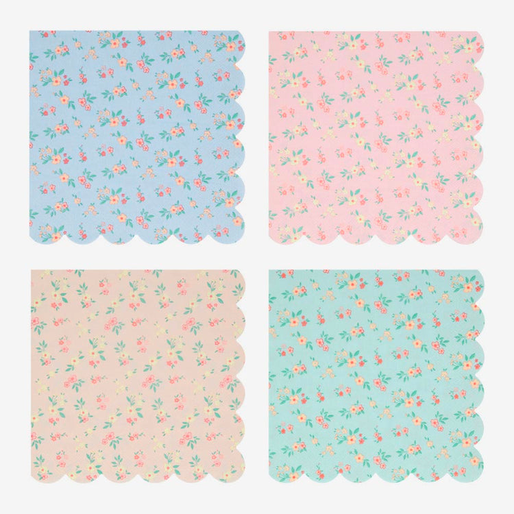 16 serviettes en papier fleurs vintage, un dĂ©tail raffinĂ© pour votre table de fĂȘte