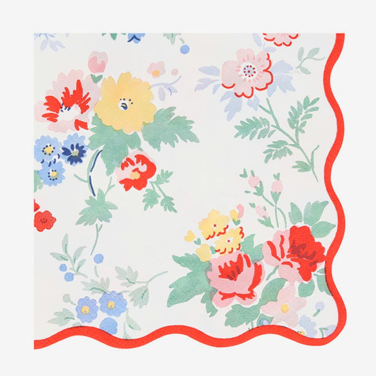 16 serviettes grosses fleurs, une explosion de couleurs pour votre table d'anniversaire