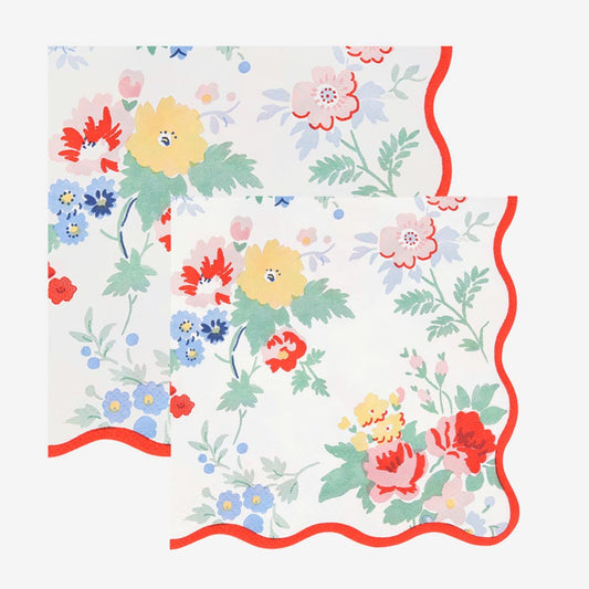 16 serviettes grosses fleurs, une explosion de couleurs pour votre table