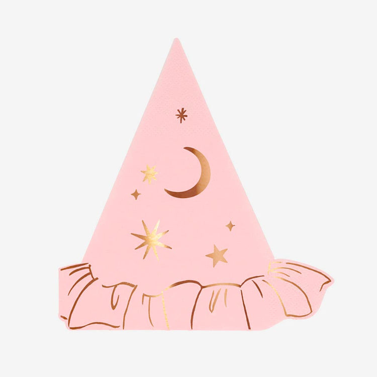 16 serviettes en papier roses avec lunes et étoiles meri meri pour déco table halloween magique