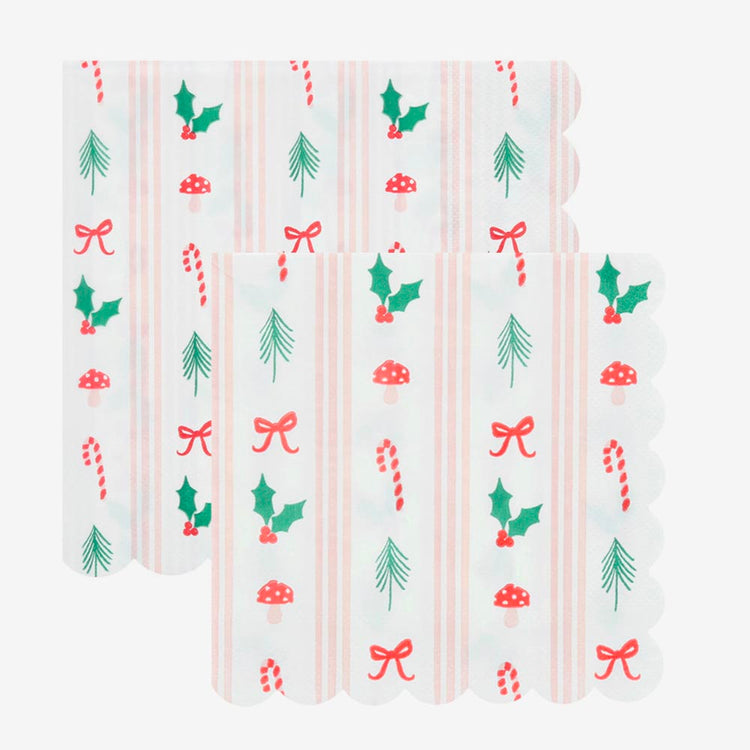 16 serviettes en papier motifs noel meri meri pour décoration noël