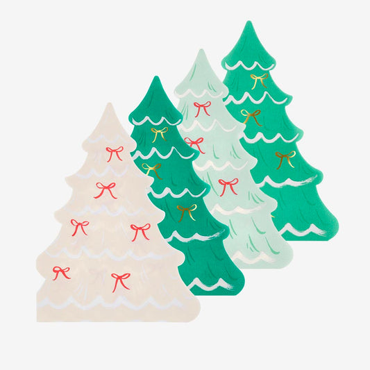 16 serviettes en papier sapins de noel meri meri pour décoration noël
