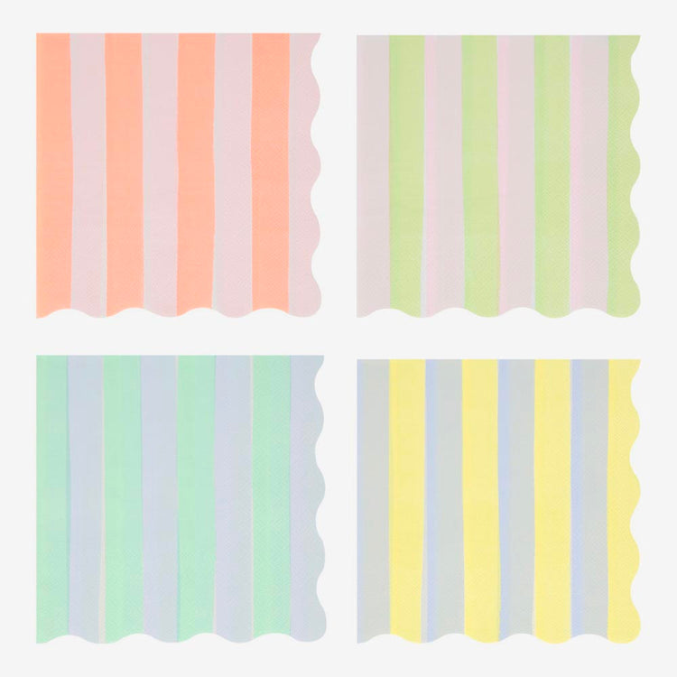Serviettes rayures pastel, déco de table