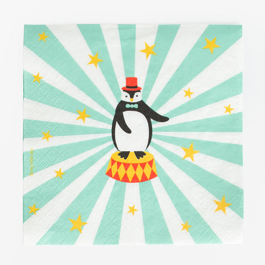 Serviettes en papier cirque, déco de table thème fête foraine