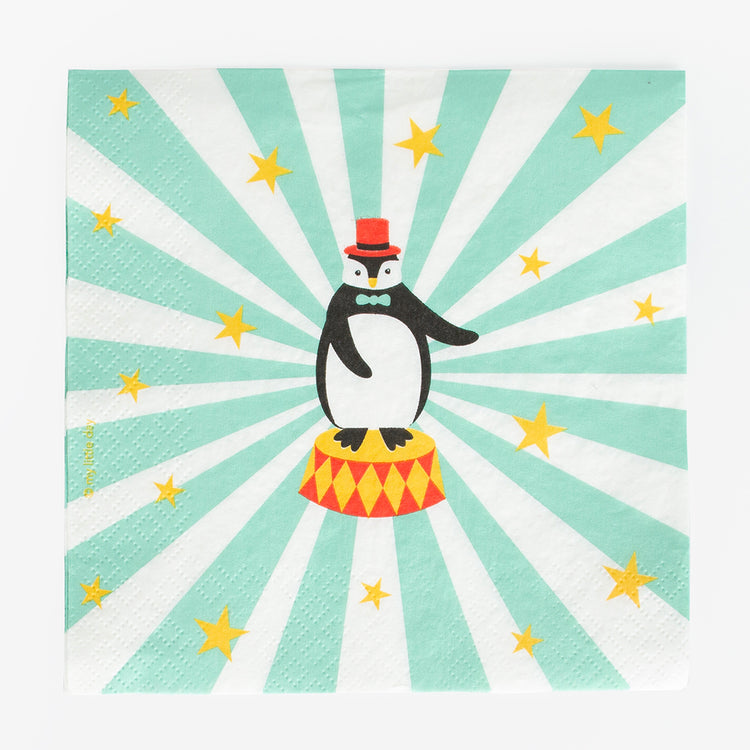 Serviettes en papier cirque, déco de table thème fête foraine