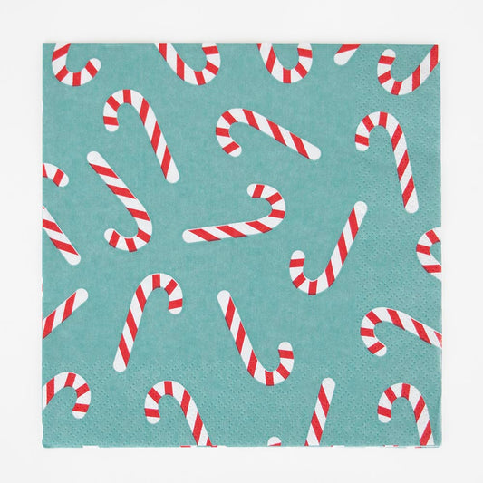 20 serviettes en papier sucre d'orge pour deco de table noel