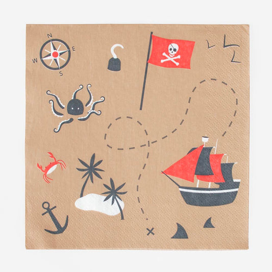 20 serviettes en papier thème pirate pour anniversaire My Little Day