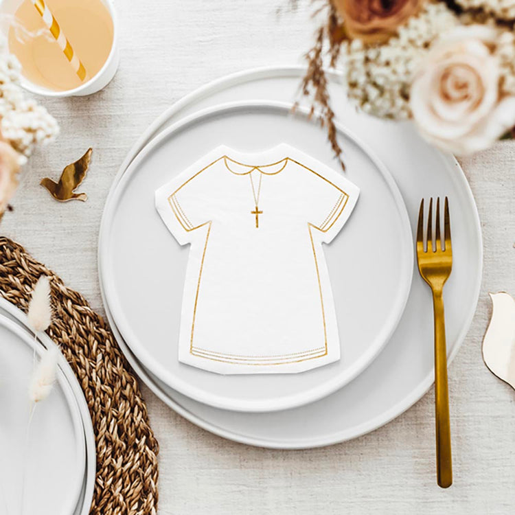 20 serviettes en papier tenue de Baptême pour deco de table