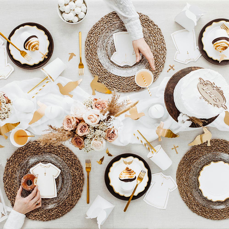 20 serviettes en papier pour deco de table baptême chic