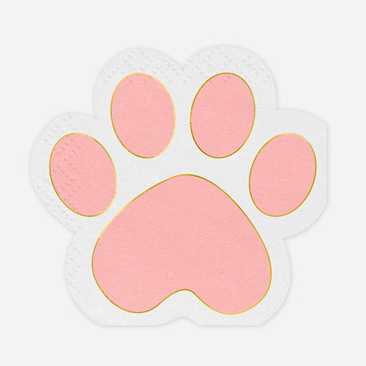 12 serviettes en papier patte de chat : deco de table anniversaire