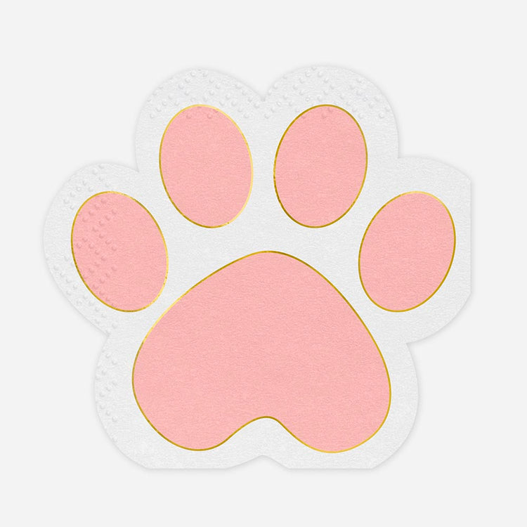 12 serviettes en papier patte de chat : deco de table anniversaire