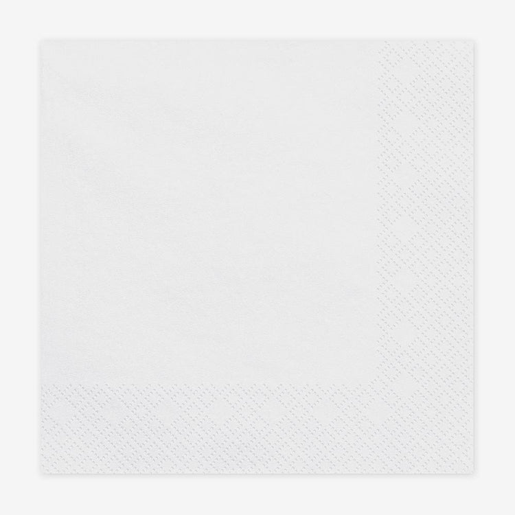 Serviettes blanches pour anniversaire, mariage, baptême