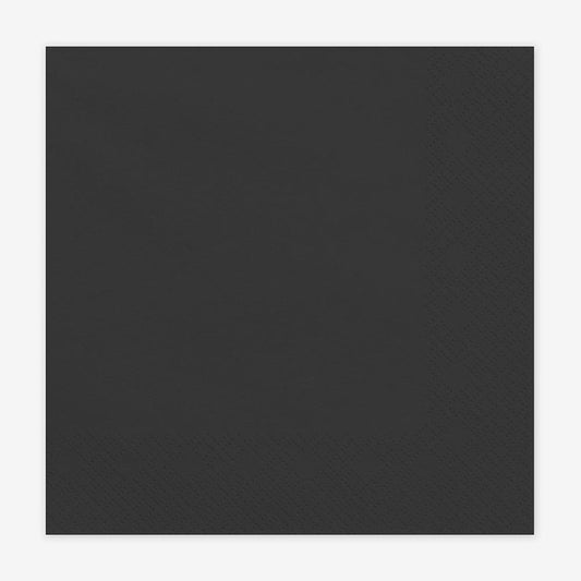 Serviettes noires pour anniversaire, mariage, baptême