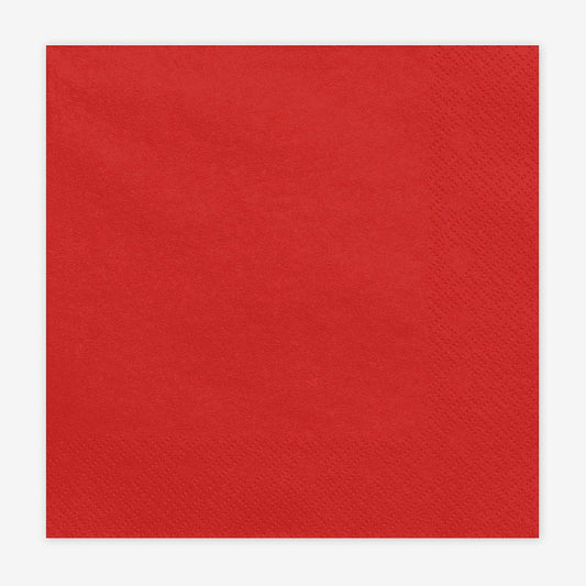 Serviettes en papier rouge foncé : table goûter anniversaire enfant