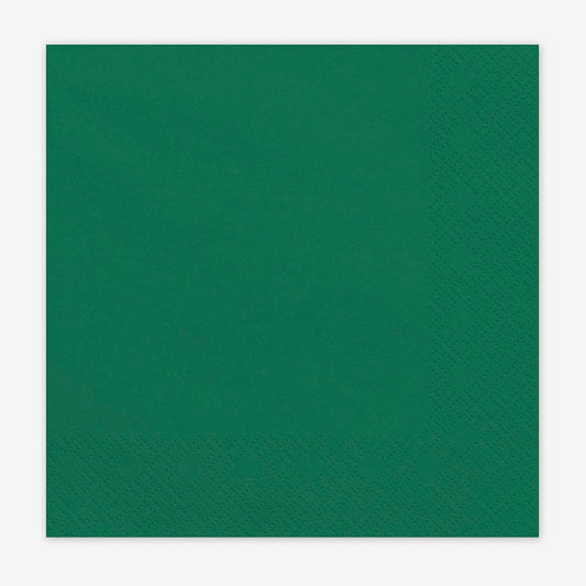 Serviettes en papier vert foncé : décoration table anniversaire