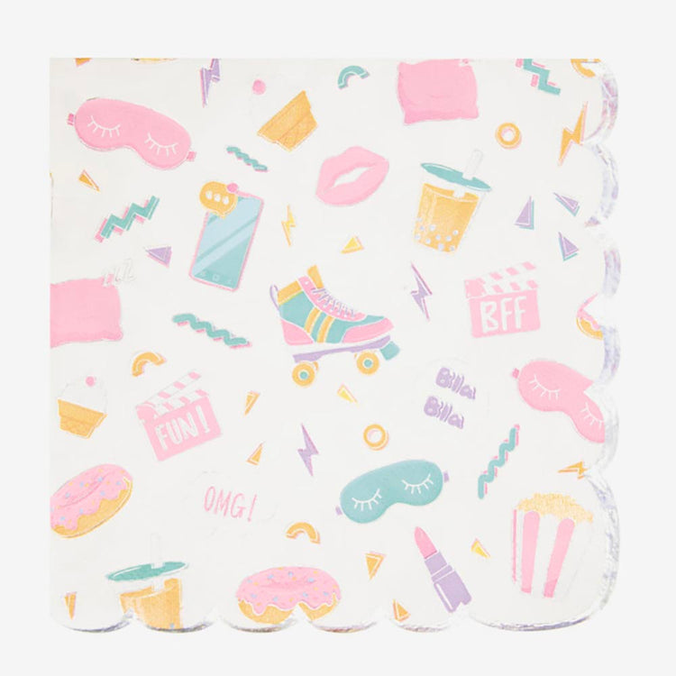 16 serviettes en papier pyjama party : deco de table anniversaire