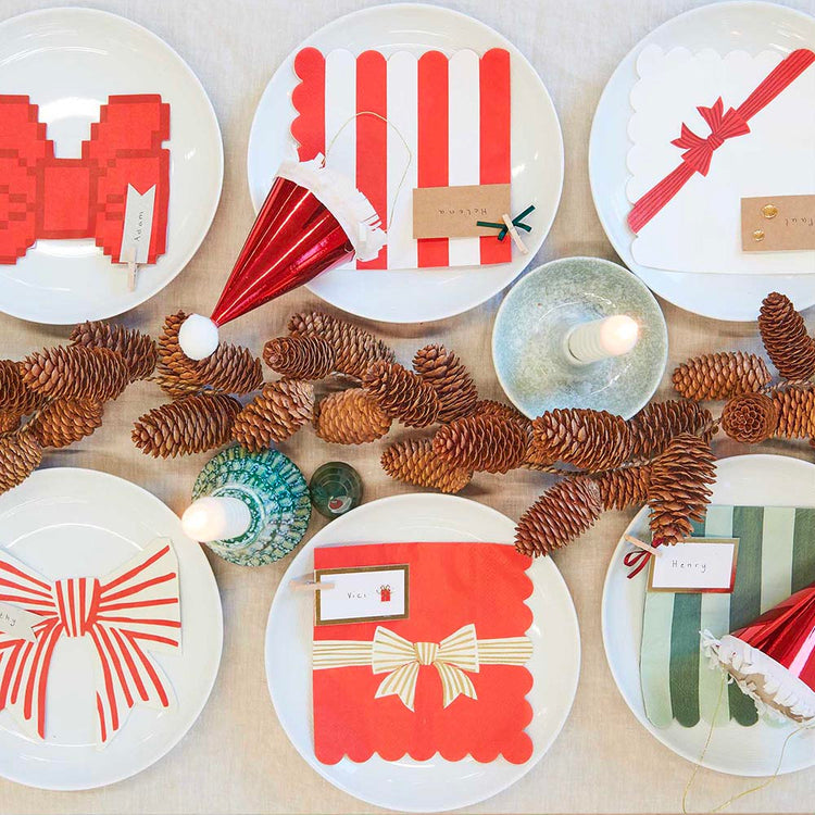 20 serviettes en papier rayures rouges parfait pour sa table de fête