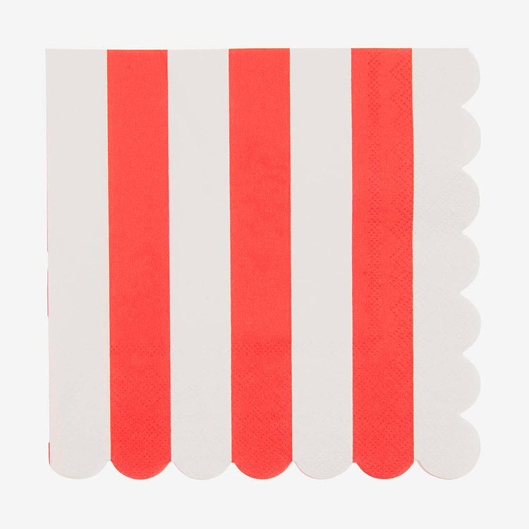 Serviettes en papier : 20 serviettes rayures rouges parfait pour Noël
