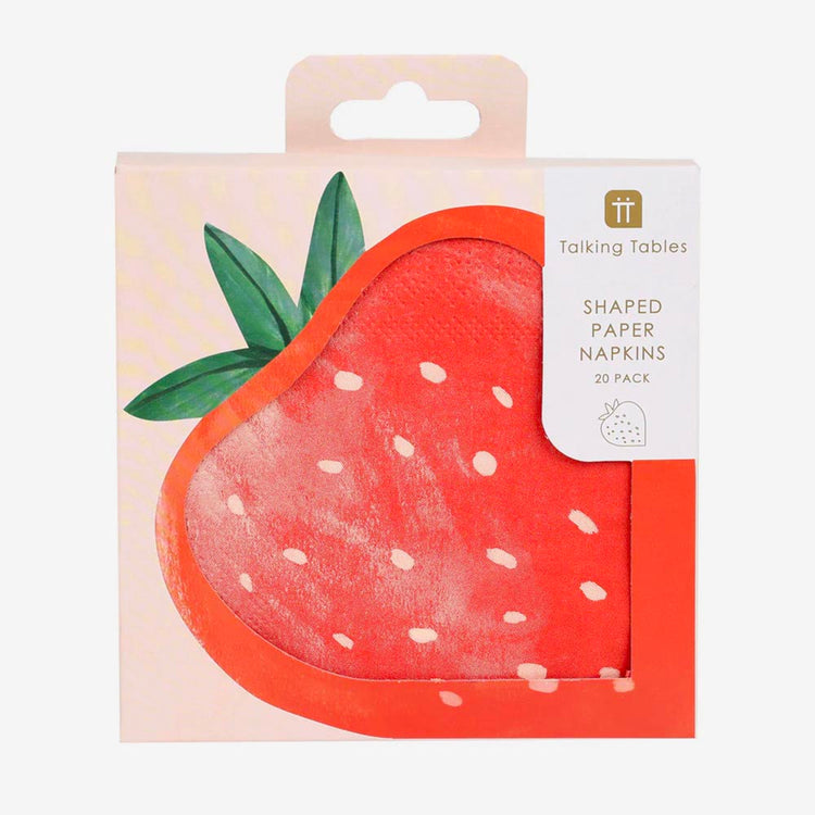 Serviettes fruitĂ©es fraise, pour table dâanniversaire enfant