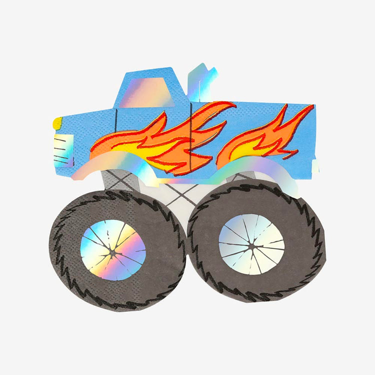Serviettes monster truck, pour table d’anniversaire voiture