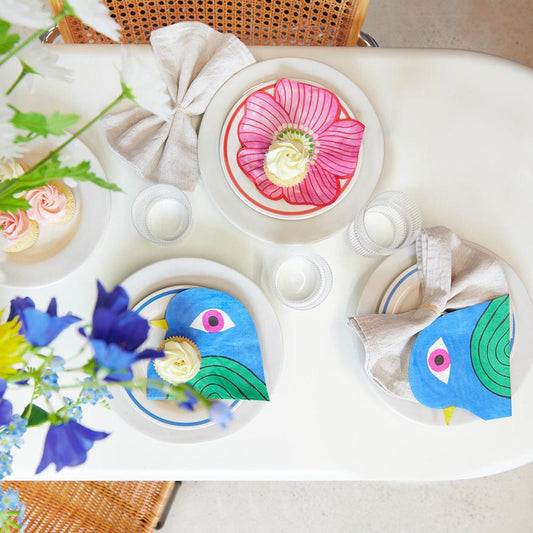 Serviettes à motif oiseau pour table douce et enfantine