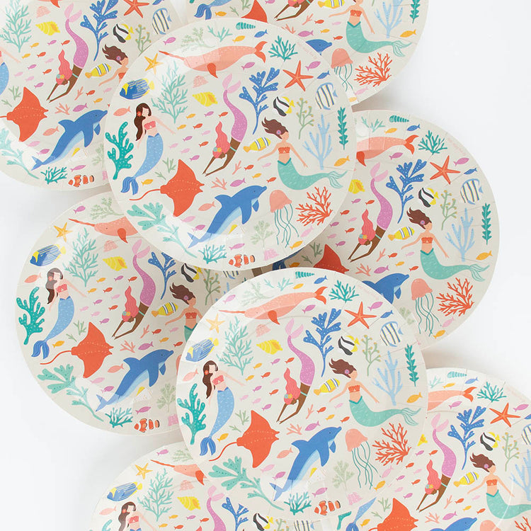 Assiettes thème sirène pour table de fête