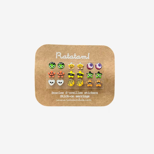 9 boucles d'oreille autocollantes Halloween pour pochette surprise halloween