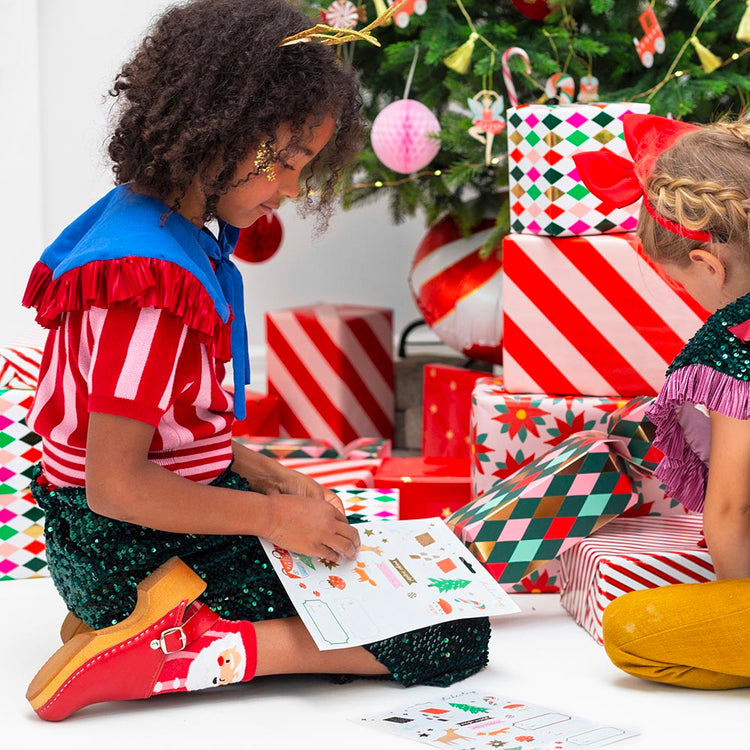 Stickers de Noël forêt d'hiver pour emballage cadeau de noel chic