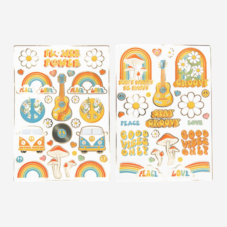 55 stickers autocollant hippie pour activité manuelle annee 60