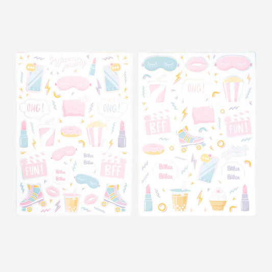 150 stickers pyjama party : idee animation anniversaire pyjama party