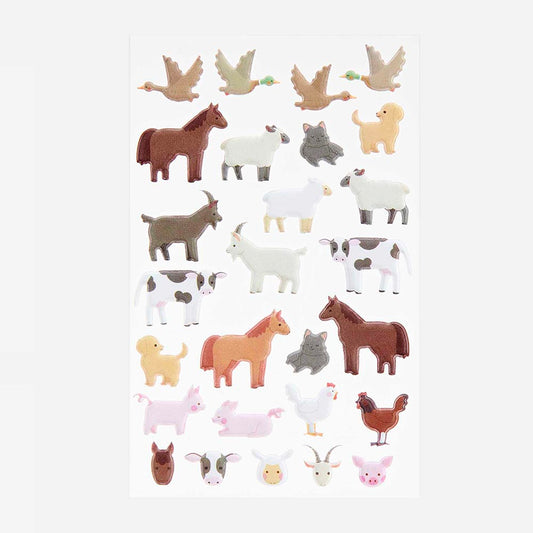 Stickers animaux ferme relief : petit cadeau pochette surprise