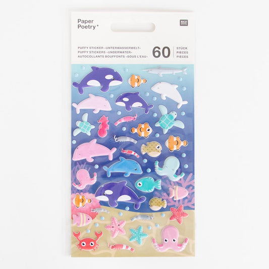 Stickers animaux de la mer en relief - Cadeau anniversaire enfant