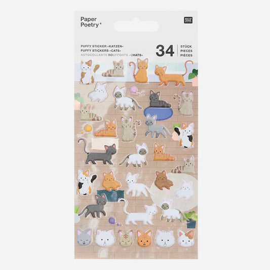 Stickers en relief chats : petit cadeau invité pochette surprise