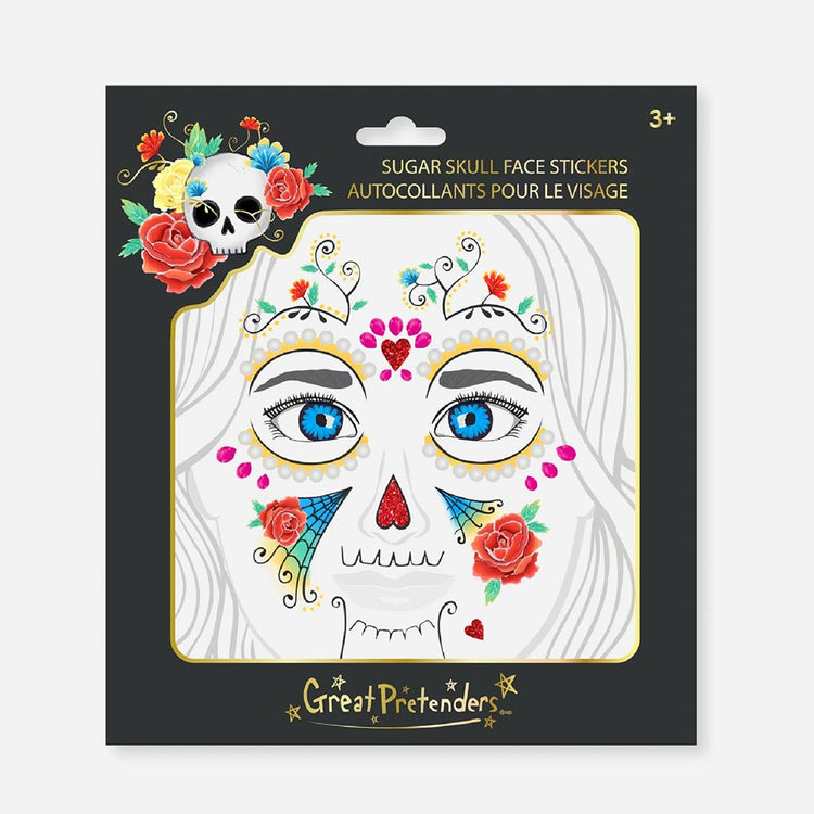 Stickers autocollant visage dia de los muertos : cadeau halloween