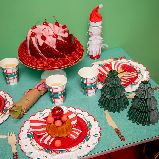 Noël - Assiette en carton : 8 assiettes de Noël tartan