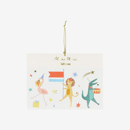 Tatouages temporaires animaux festifs, motifs amusants pour un anniversaire