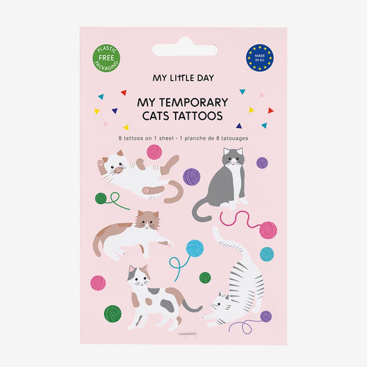8 tatouages éphémères chat pour enfant My Little Day